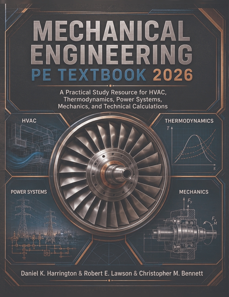 Mechanical Engineering PE Textbook 2026: A Practical Study Resource for HVAC, Thermodynamics, Power Systems, Mechanics, and Technical Calculations cover