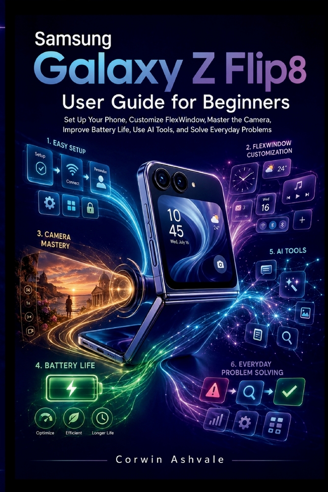 Samsung Galaxy Z Flip8 User Guide for Beginners: Set Up Your Phone, Customize FlexWindow, Master the Camera, Improve Battery Life, Use AI Tools, and S cover