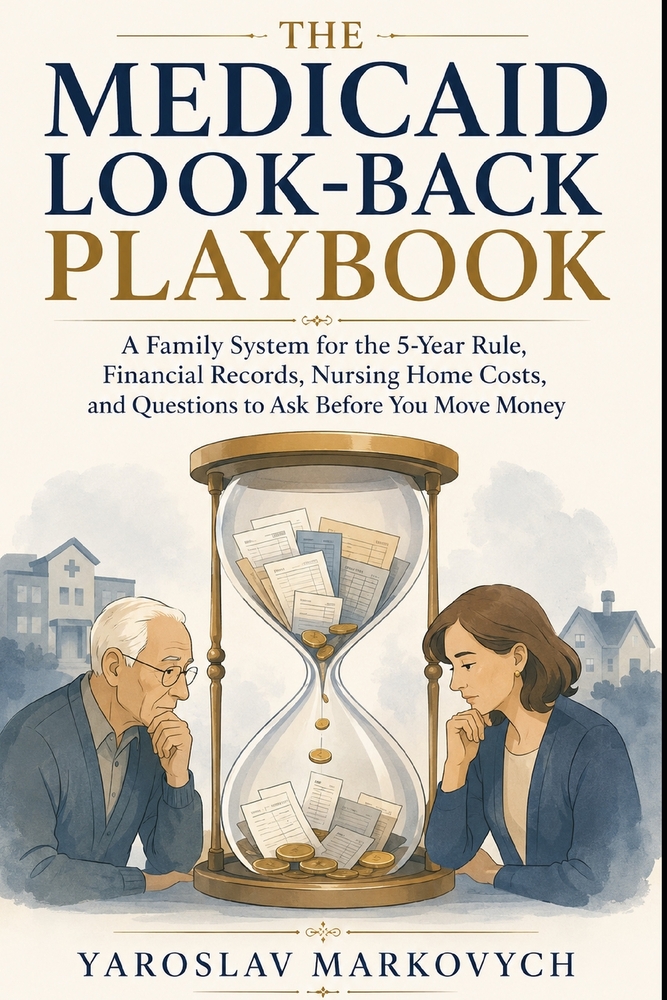 The Medicaid Look-Back Playbook: A Family System for the 5-Year Rule, Financial Records, Nursing Home Costs, and Questions to Ask Before You Move Mone cover