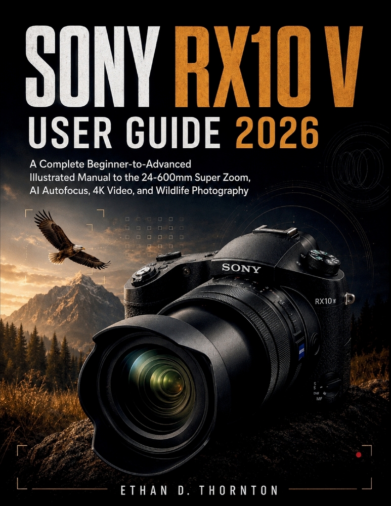 Sony Rx10 V User Guide 2026: A Complete Beginner-to-Advanced Illustrated Manual to the 24-600mm Super Zoom, AI Autofocus, 4K Video, and Wildlife Photo cover