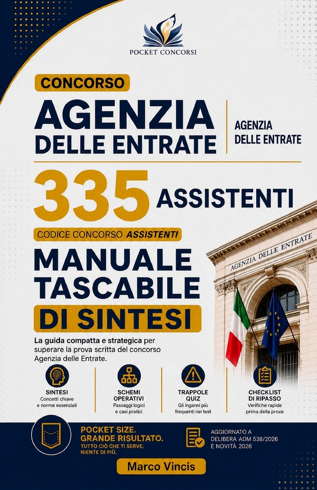Concorso ADE Agenzia delle Entrate 335 Assistenti: Manuale Tascabile di Sintesi cover