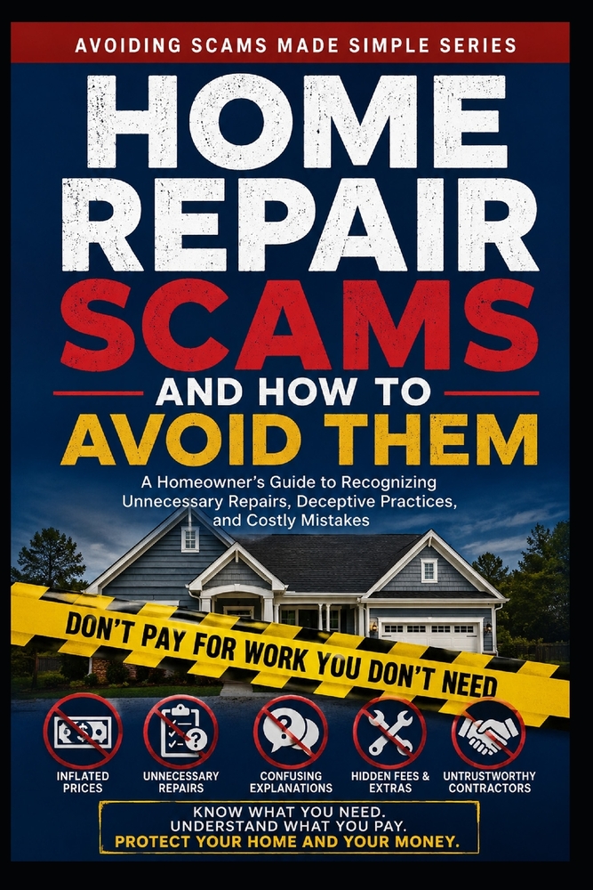 Home Repair Scams and How to Avoid Them: A Homeowner's Guide to Recognizing Unnecessary Repairs, Deceptive Practices, and Costly Mistakes cover