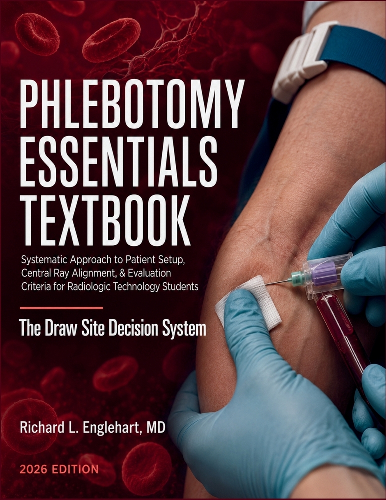 Phlebotomy Essentials Textbook 2026: Systematic Approach to Patient Setup, Central Ray Alignment, & Evaluation Criteria for Radiologic Technology Stud cover
