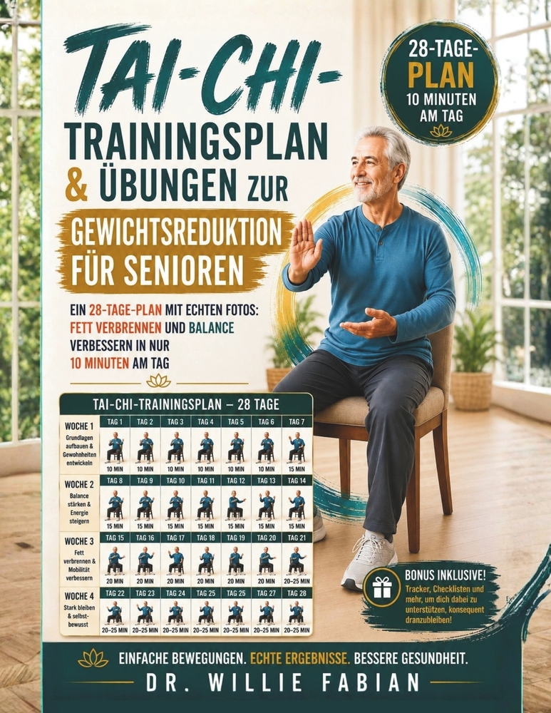 Tai-Chi-Trainingsplan & Übungen zur Gewichtsreduktion für Senioren: Ein 28-Tage-Plan Mit Echten Fotos: Fett Verbrennen Und Balance Verbessern In Nur 1 cover