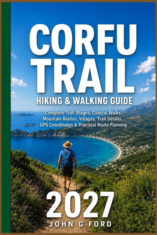 Corfu Trail Hiking & Walking Guide 2027: Complete Trail Stages, Coastal Walks, Mountain Routes, Villages, Trail Details, GPS Coordinates & Practical R cover