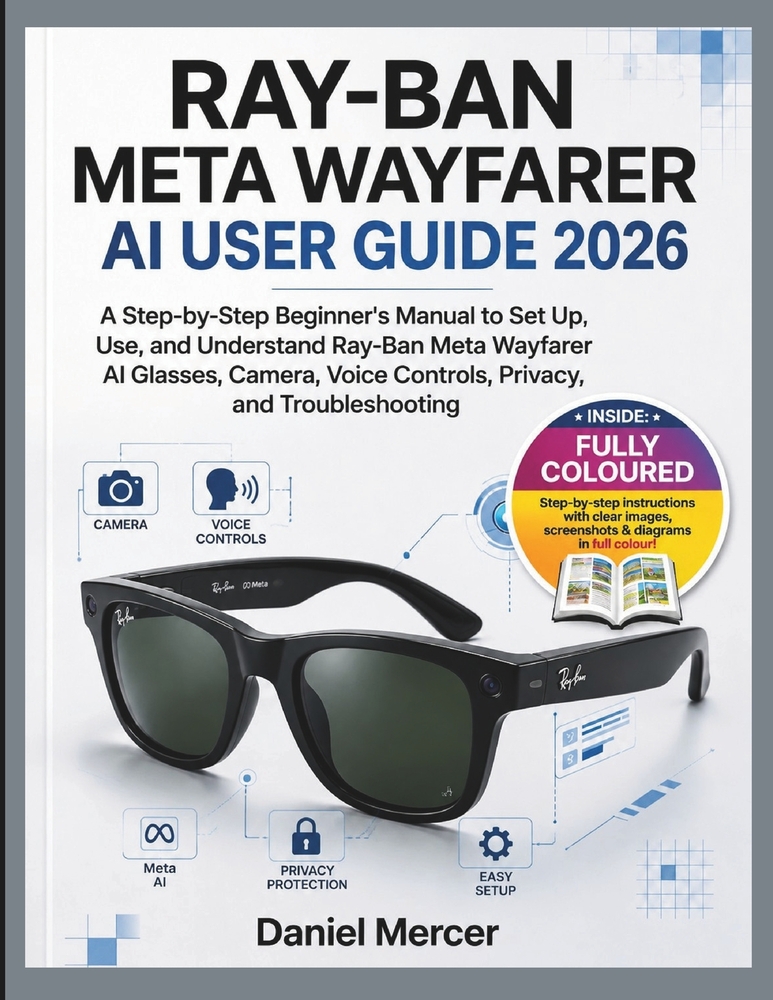 Ray-Ban Meta Wayfarer AI User Guide 2026: A Step-by-Step Beginner's Manual to Set Up, Use, and Understand Ray-Ban Meta Wayfarer AI Glasses, Camera, Vo cover