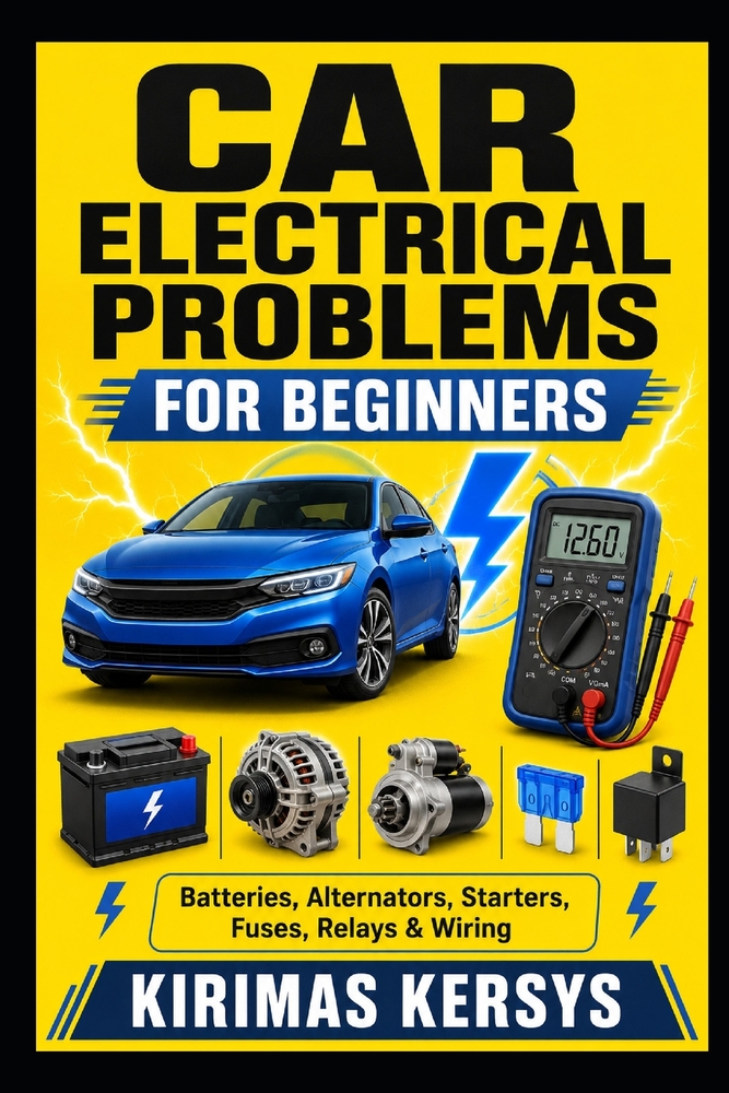 Car Electrical Problems for Beginners: A Practical Guide to Batteries, Alternators, Starters, Fuses, Relays, Wiring, Multimeter Testing, Parasitic Dra cover
