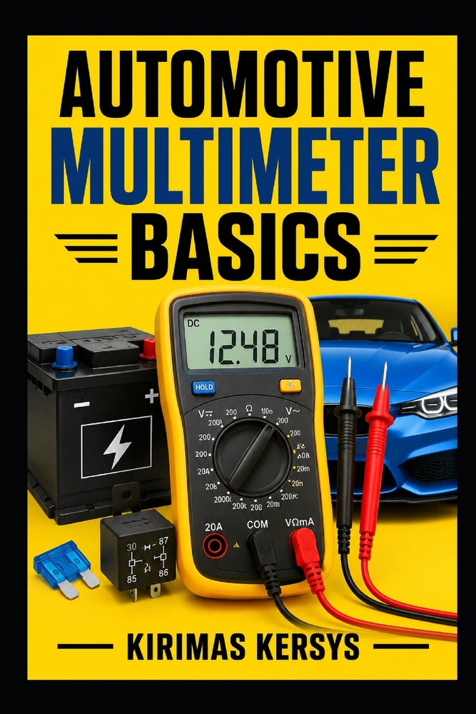 Automotive Multimeter Basics: A Beginner's Guide to Voltage, Resistance, Continuity, Current, Battery Testing, Voltage Drop, Sensors, Fuses, Relays, a cover