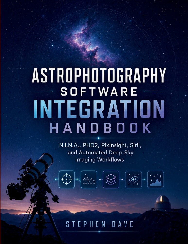 Astrophotography Software Integration Handbook: N.I.N.A., PHD2, PixInsight, Siril, and Automated Deep-Sky Imaging Workflows cover