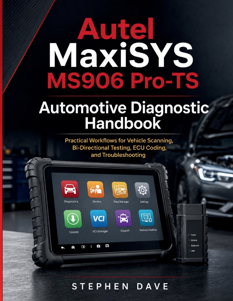 Autel MaxiSYS MS906 Pro-TS Automotive Diagnostic Handbook: Practical Workflows for Vehicle Scanning, Bi-Directional Testing, ECU Coding, and Troublesh cover