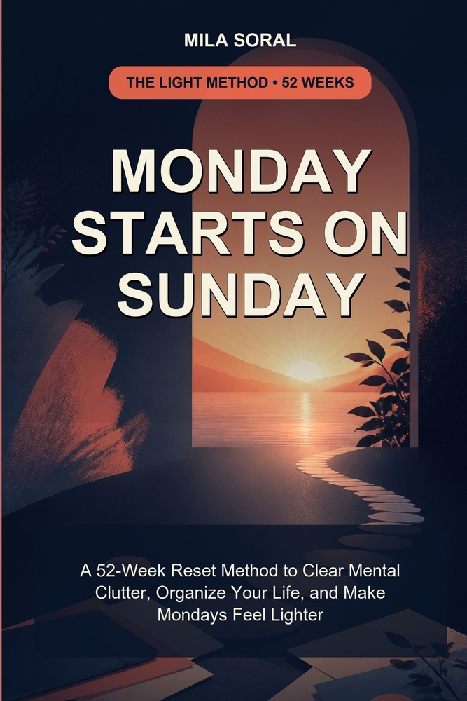 Monday Starts on Sunday: A 52-Week Reset Method to Clear Mental Clutter, Organize Your Life, and Make Mondays Feel Lighter cover