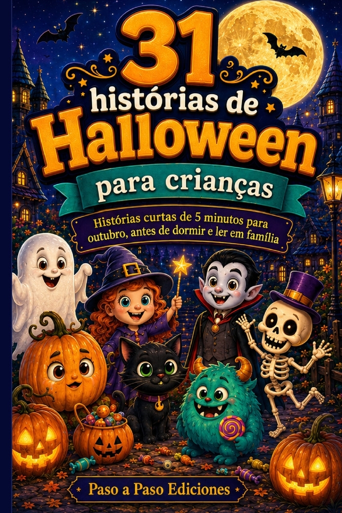 31 histórias de Halloween para crianças: Histórias curtas de 5 minutos para outubro, antes de dormir e ler em família cover