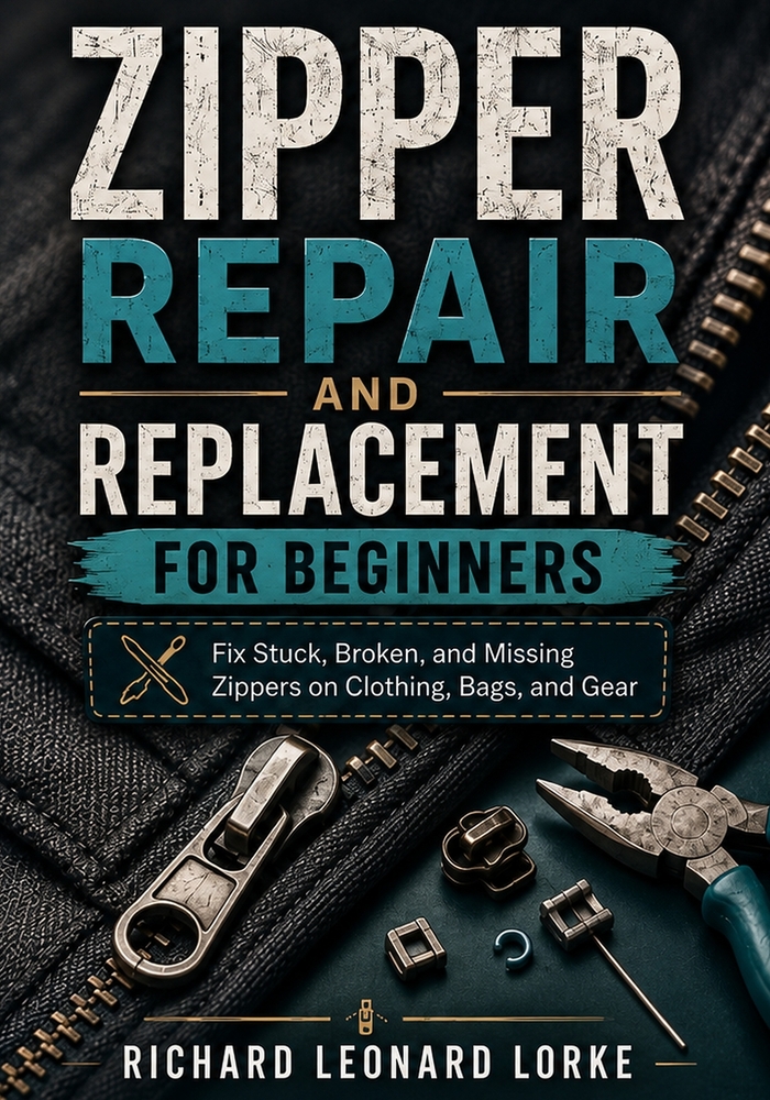 Zipper Repair and Replacement for Beginners: Fix Stuck, Broken, and Missing Zippers on Clothing, Bags, and Gear cover