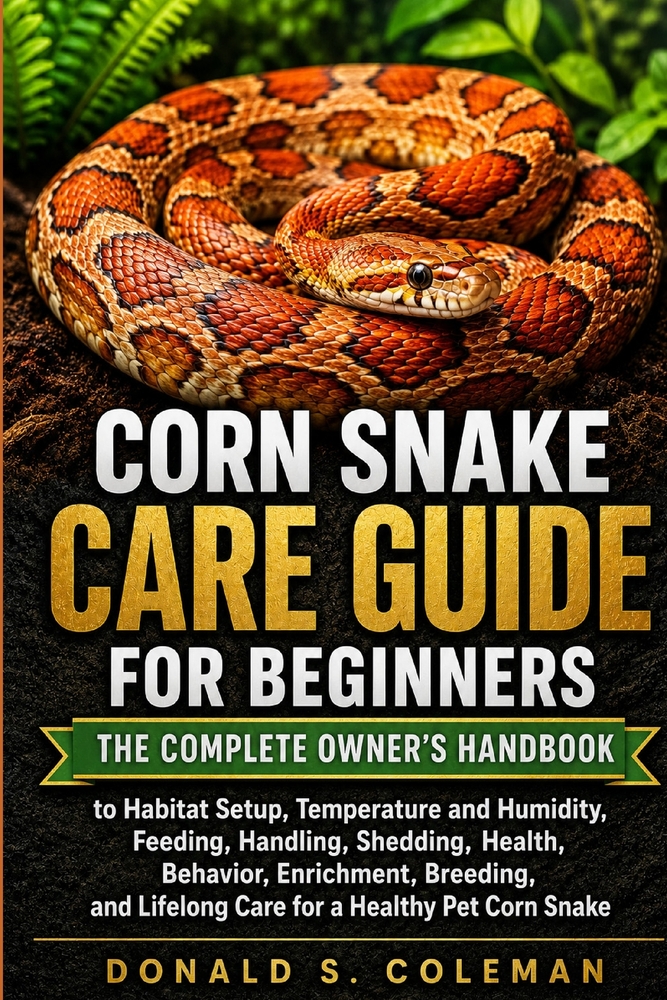 Corn Snake Care Guide for Beginners: The Complete Owner's Handbook to Habitat Setup, Temperature and Humidity, Feeding, Handling, Shedding, Health, Be cover