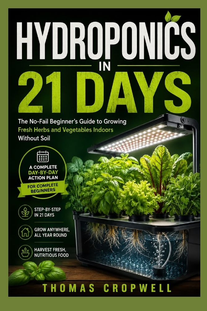 Hydroponics In 21 Days: The No-Fail Beginner's Guide to Growing Fresh Herbs and Vegetables Indoors Without Soil cover