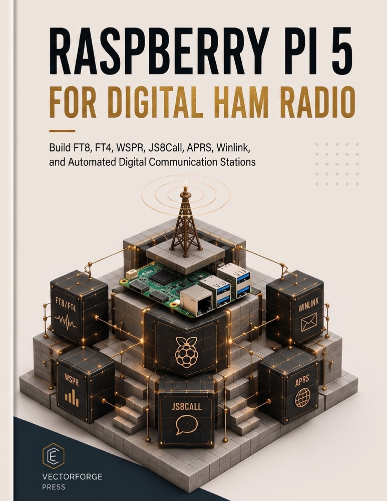 Raspberry Pi 5 for Digital Ham Radio: Build FT8, FT4, WSPR, JS8Call, APRS, Winlink, and Automated Digital Communication Stations cover