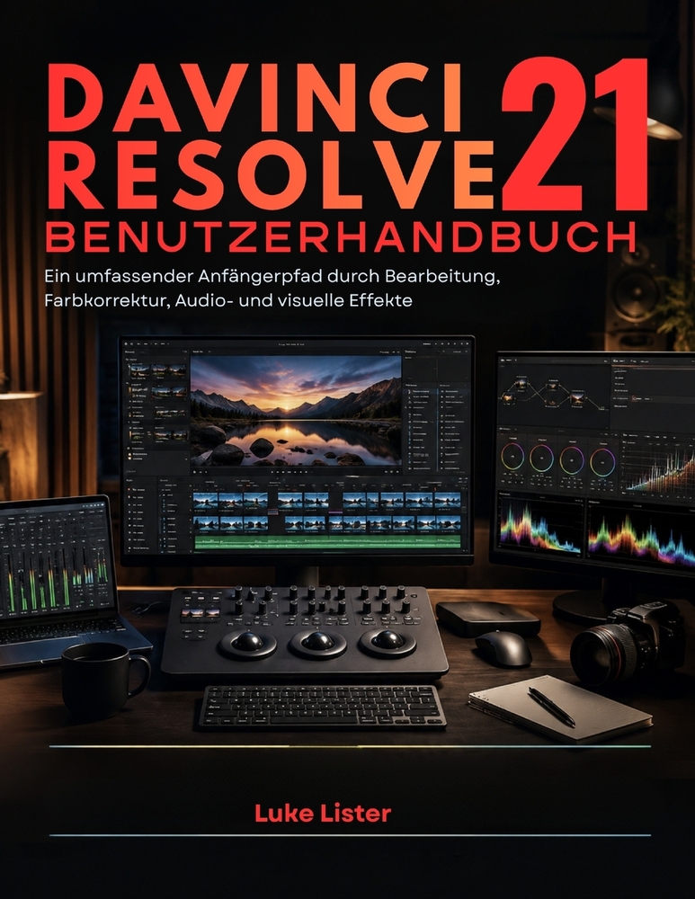 Davinci Resolve 21 Benutzerhandbuch: Ein umfassender Anfängerpfad durch Bearbeitung, Farbkorrektur, Audio- und visuelle Effekte cover