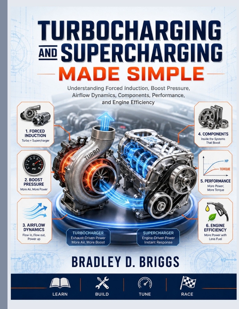 Turbocharging and Supercharging Made Simple: Understanding Forced Induction, Boost Pressure, Airflow Dynamics, Components, Performance, and Engine Eff cover
