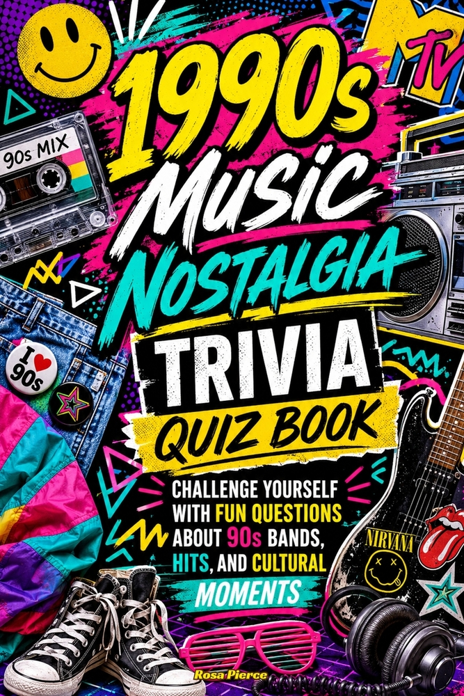 1990s Music Nostalgia Trivia Quiz Book: Challenge Yourself with Fun Questions About 90s Bands, Hits, and Cultural Moments cover