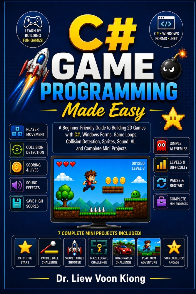 C# Game Programming Made Easy: Learn 2D Game Development, Object-Oriented Programming, Game Loops, Graphics, Animation, Collision Detection, Sound, an cover