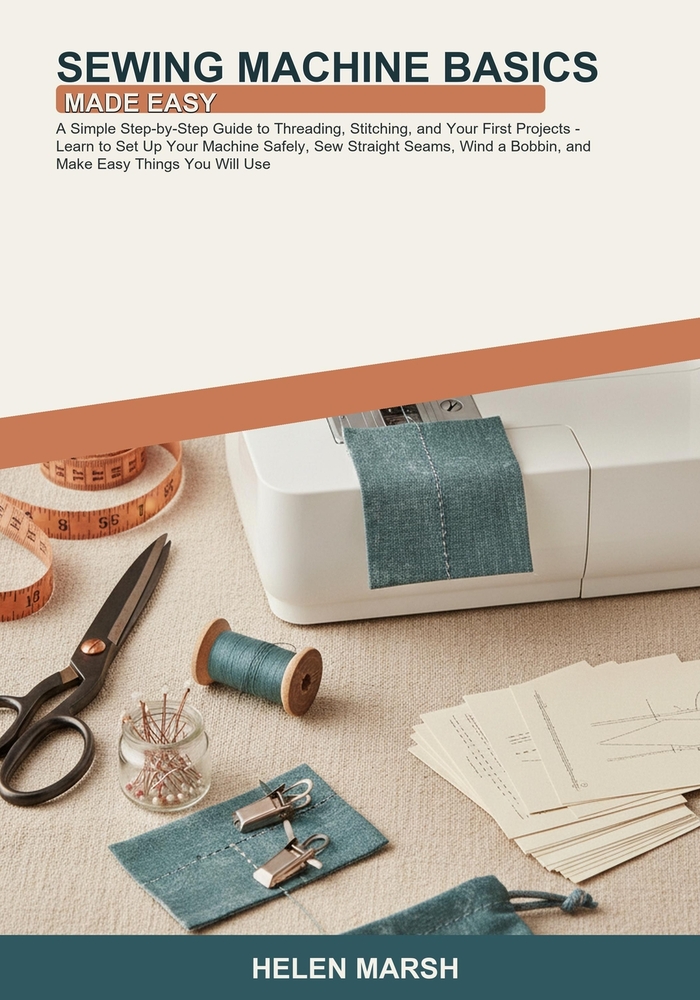 Sewing Machine Basics Made Easy: A Simple Step-by-Step Guide to Threading, Stitching, and Your First Projects -- Learn to Set Up Your Machine Safely, cover
