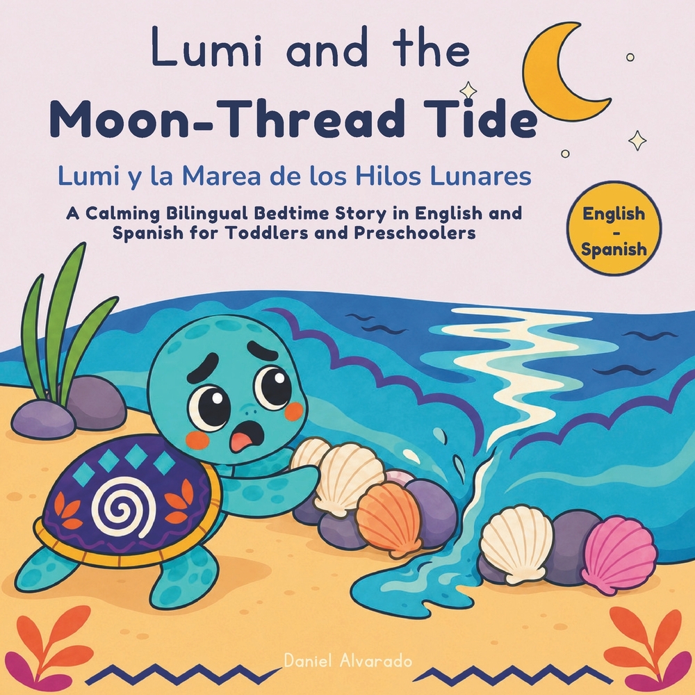 Lumi and the Moon-Thread Tide - Lumi y la Marea de los Hilos Lunares: A Calming Bilingual Bedtime Story in English and Spanish for Toddlers and Presch cover
