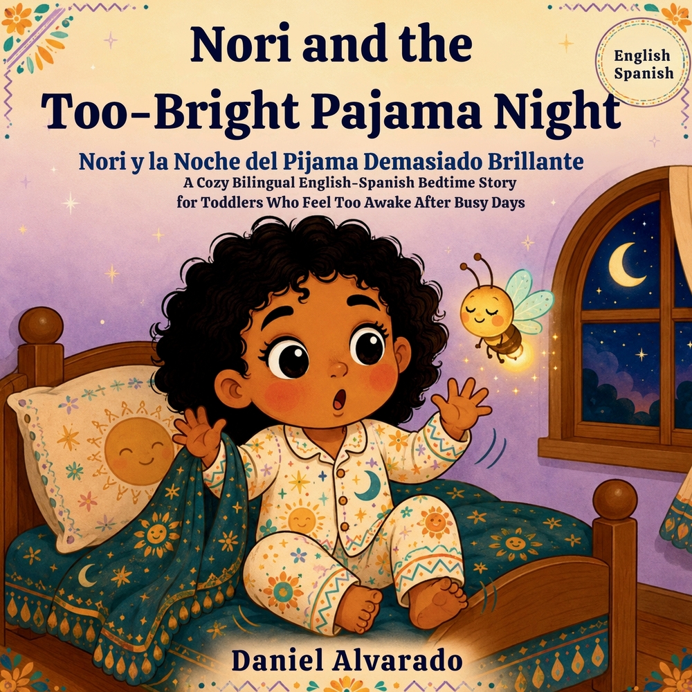 Nori and the Too-Bright Pajama Night - Nori y la Noche de Pijama Demasiado Brillante: A Cozy Bilingual Bedtime Story for Toddlers Who Feel Too Awake A cover