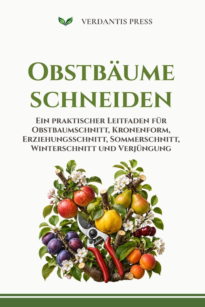 Obstbäume schneiden: Ein praktischer Leitfaden für Obstbaumschnitt, Kronenform, Erziehungsschnitt, Sommerschnitt, Winterschnitt und Verjüngung cover