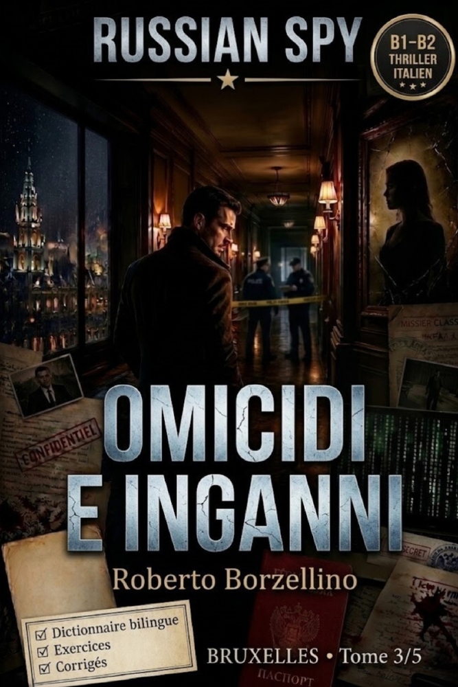 Apprenez l'italien avec un thriller d'espionnage - B1/B2. Omicidi e Inganni: Russian Spy Series, Tome 3/5 Glossaire bilingue italien-français, exercic cover