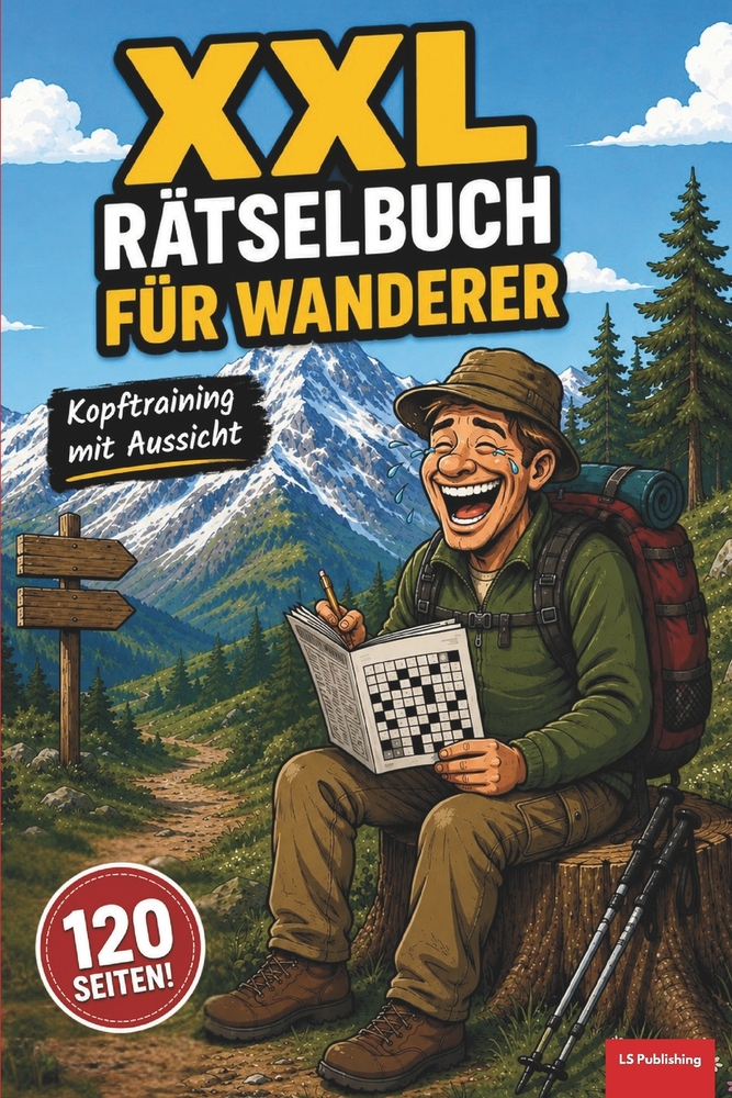 XXL Rätselbuch für Wanderer: Kopftraining mit Aussicht, lustiges Geschenkbuch für die Wanderung, über 70 Rätsel auf 120 Seiten, das perfekte Beschäfti cover
