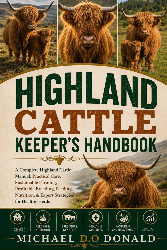 Highland Cattle Keeper's Handbook: A Complete Highland Cattle Manual: Practical Care, Sustainable Farming, Profitable Breeding, Feeding, Nutrition, & cover