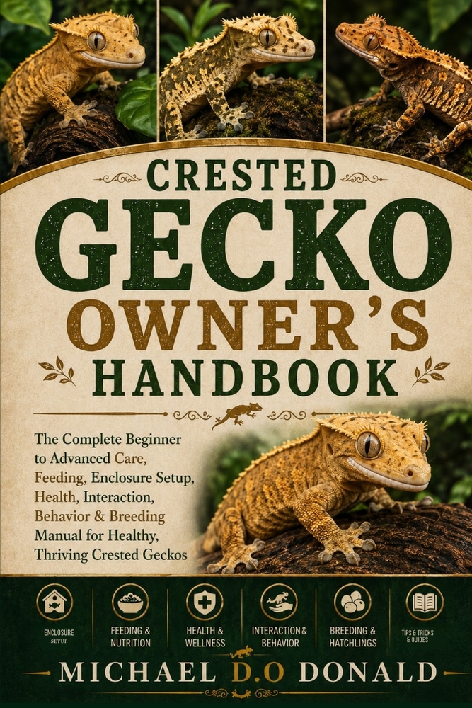 Crested Gecko Owner's Handbook: The Complete Beginner to Advanced Care, Feeding, Enclosure Setup, Health, Interaction, Behavior & Breeding Manual for cover