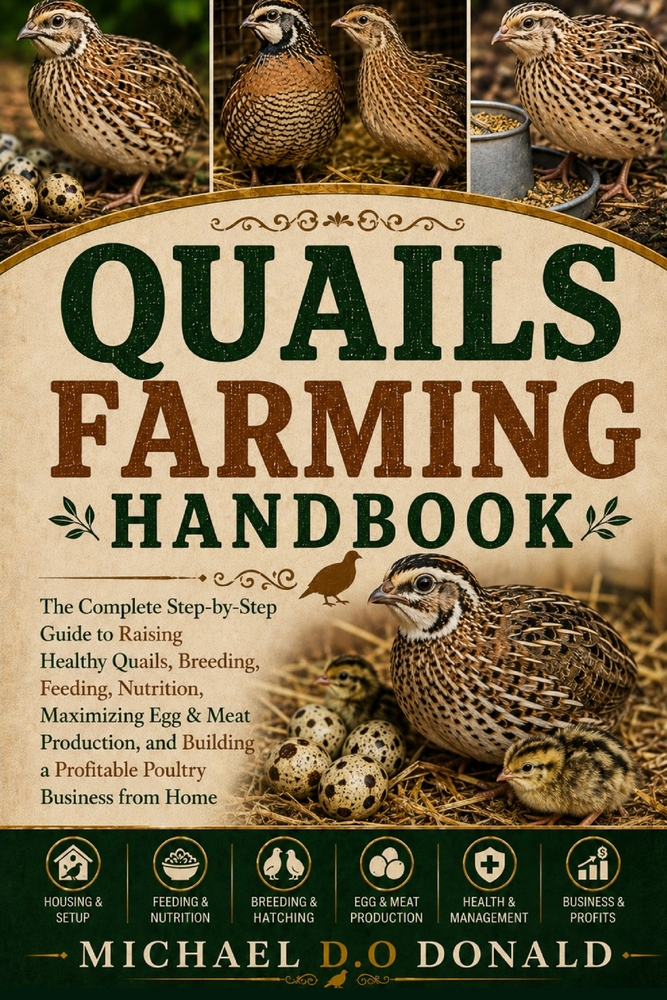 Quails Farming Handbook: The Complete Step-by-Step Guide to Raising Healthy Quails, Breeding, Feeding, Nutrition, Maximizing Egg & Meat Production, an cover