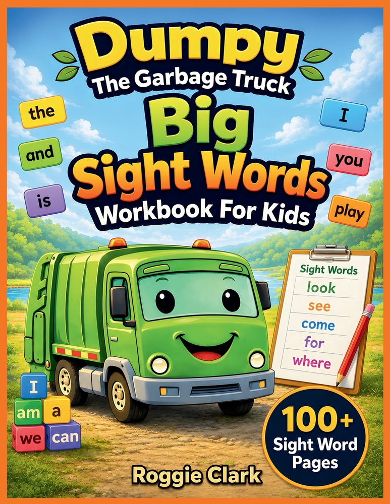 Dumpy The Garbage Truck Big Sight Words Workbook For Kids: 100+ Sight Words with Tracing, Writing Practice, Pictures, and Simple Sentences for Kinderg cover