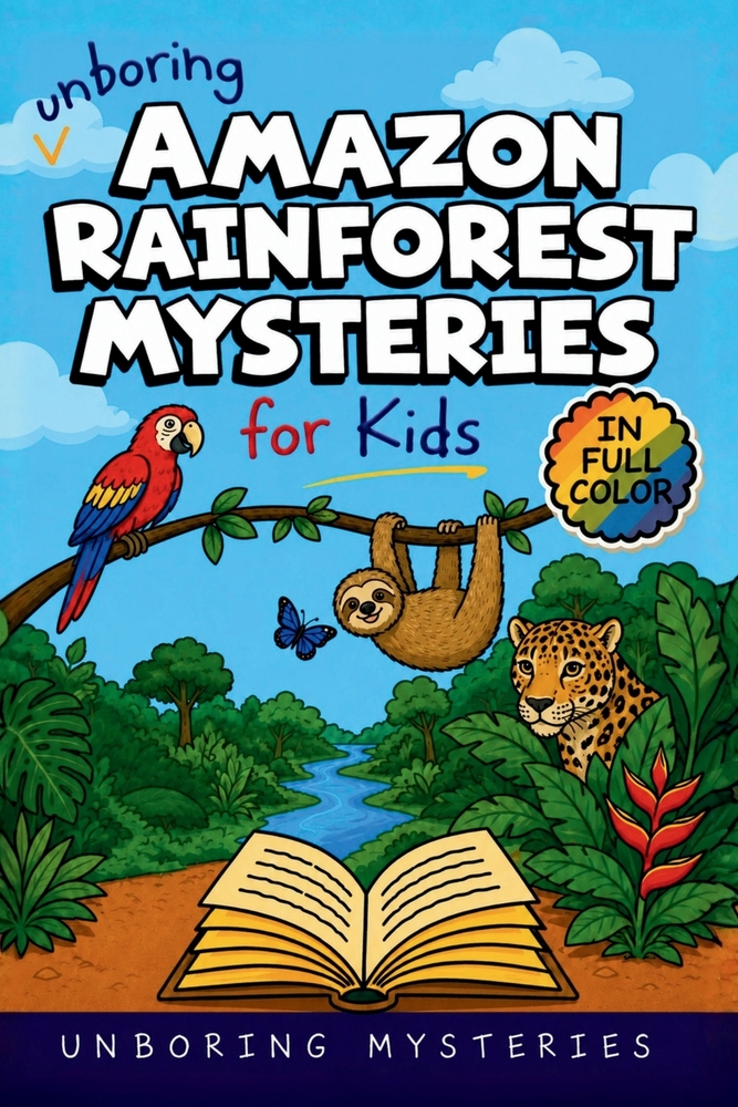 Unboring Amazon Rainforest Mysteries for Kids: Funny, Fascinating Guide to the Greatest Amazon Rainforest Mysteries, Incredible Creatures, and Unanswe cover