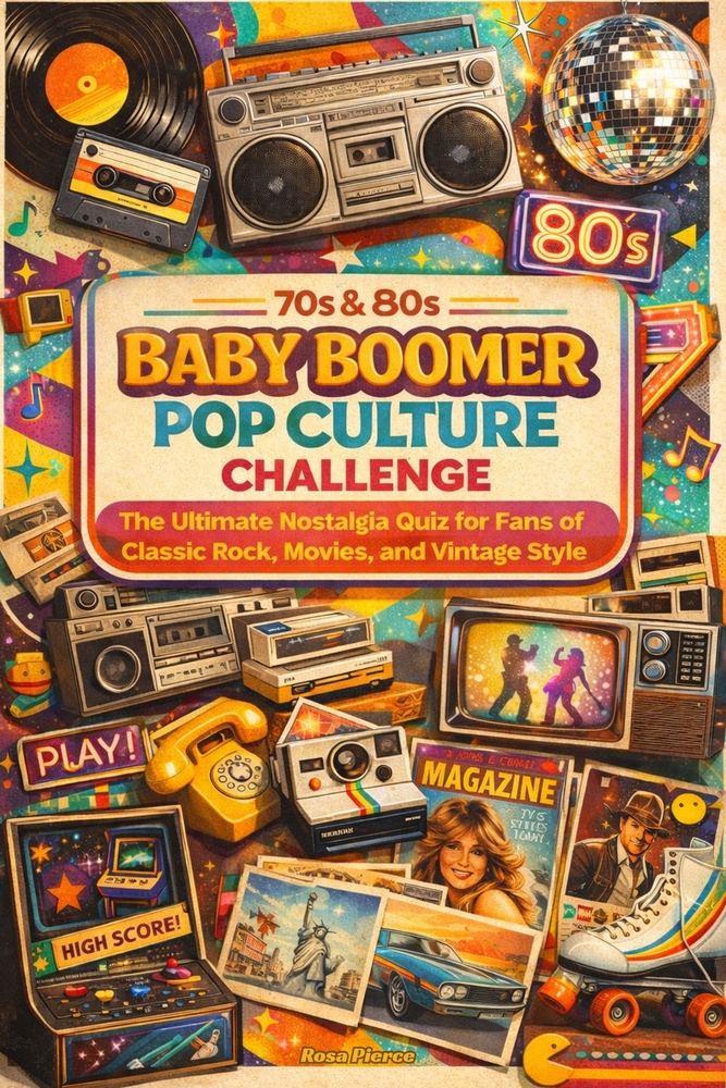 70s & 80s Baby Boomer Pop Culture Challenge: The Ultimate Nostalgia Quiz for Fans of Classic Rock, Movies, and Vintage Style cover