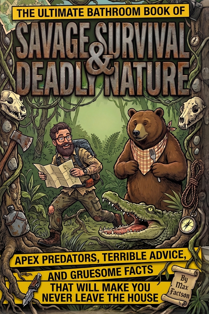The Ultimate Bathroom Book of Savage Survival & Deadly Nature: Apex Predators, Terrible Advice, and Gruesome Facts That Will Make You Never Leave the cover