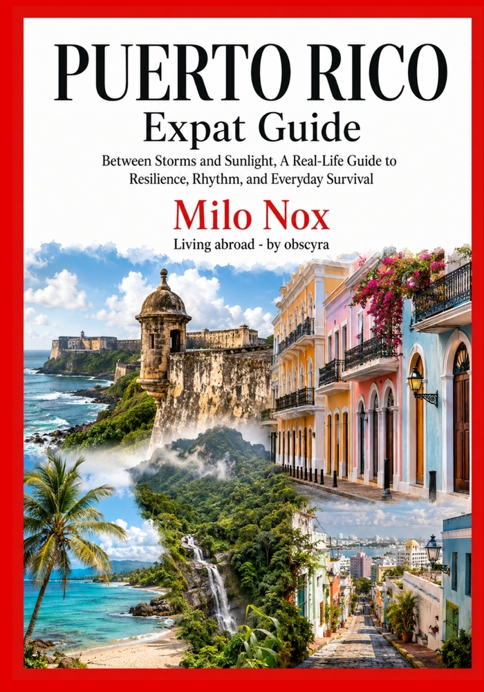 PUERTO RICO Expat Guide: Between Storms and Sunlight, A Real-Life Guide to Resilience, Rhythm, and Everyday Survival cover