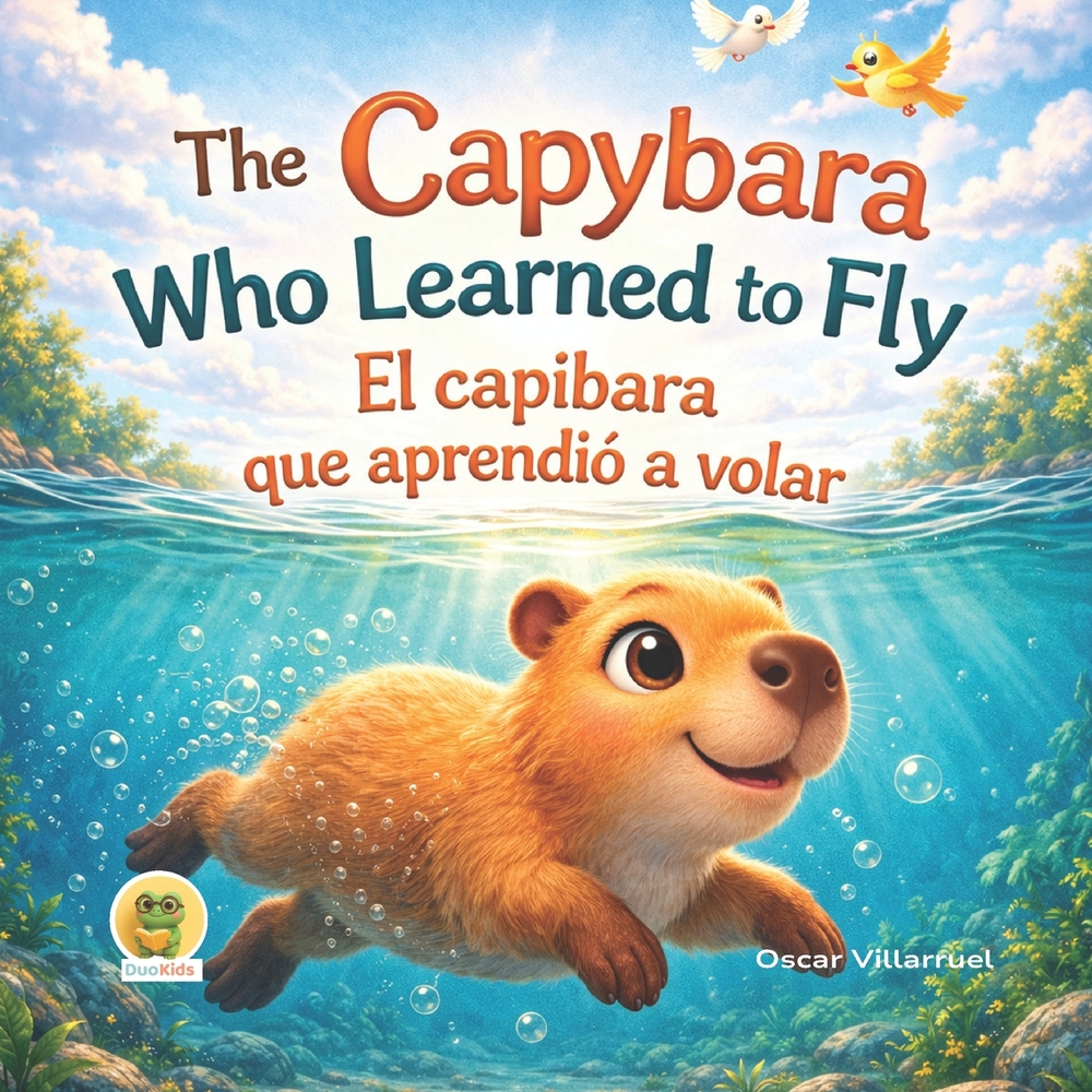 The Capybara Who Learned to Fly - DUOKIDS, Bilingual stories: El capibara que aprendió a volar - A Heartwarming Story About Confidence, Dreams, and Fi cover