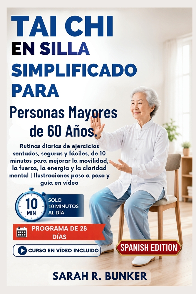 Tai Chi en silla Simplificado para Personas Mayores de 60 Años.: Rutinas diarias de ejercicios sentados, seguras y fáciles, de 10 minutos para mejorar cover