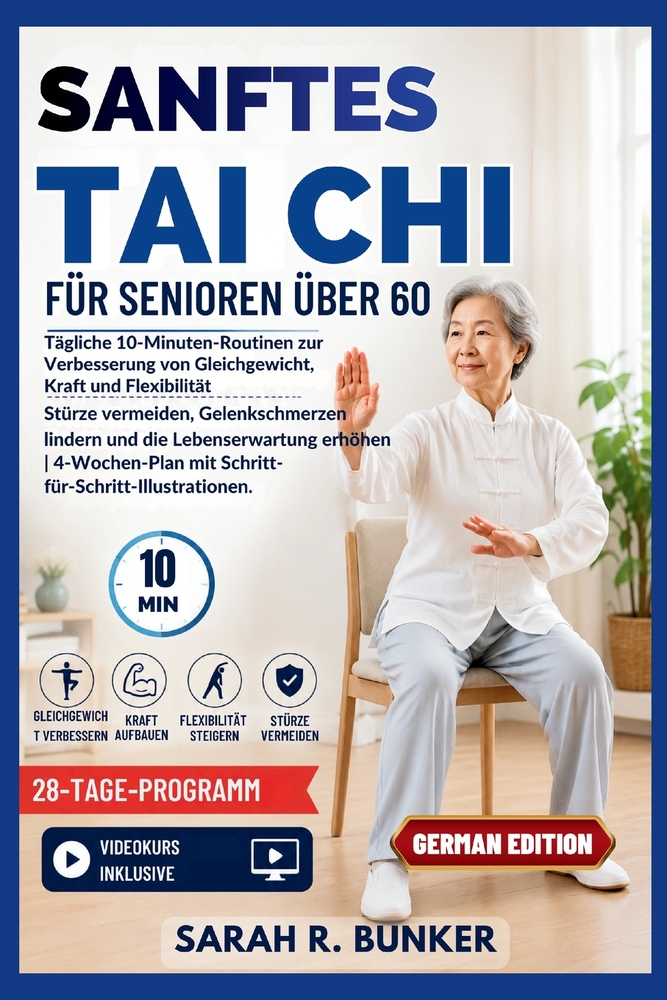 Sanftes Tai Chi für Senioren über 60: Tägliche 10-Minuten-Routinen zur Verbesserung von Gleichgewicht, Kraft und Flexibilität - Stürze vermeiden, Gele cover
