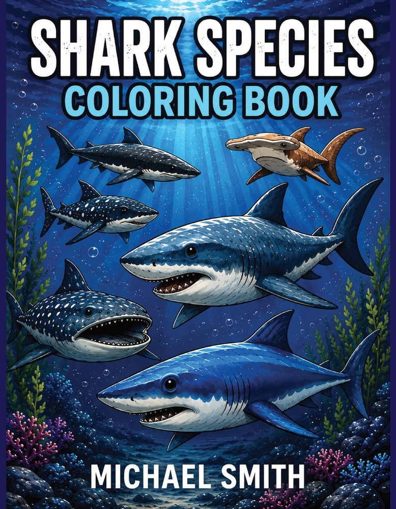 Shark Species Coloring Book: 50 Different Shark Species to Color with Fun Facts cover