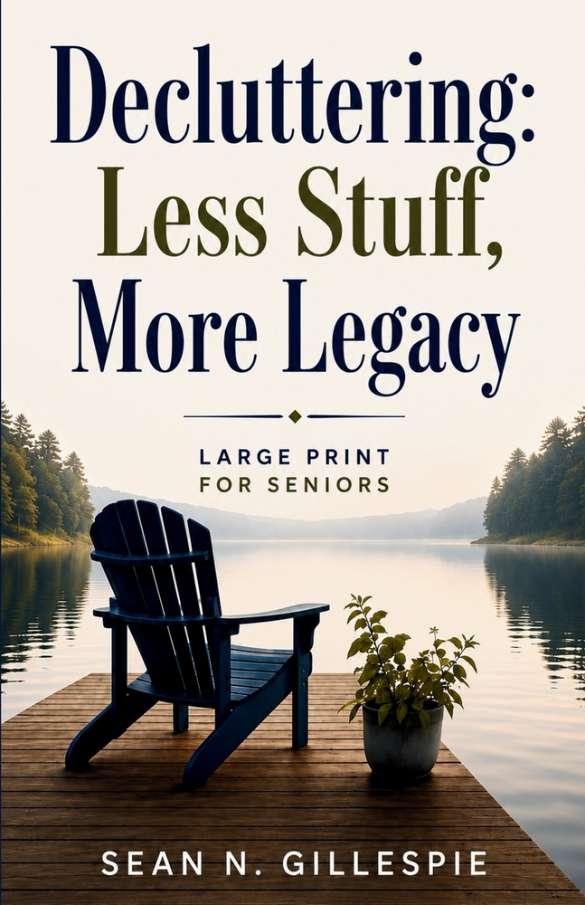 Decluttering: Less Stuff, More Legacy: Large Print for Seniors: A Practical Guide to Downsizing, Organizing Your Home, Preserving Family Memories, and cover