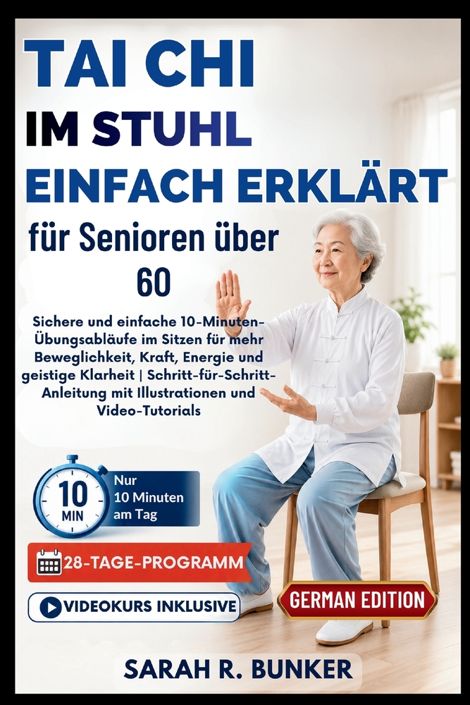 Tai Chi im Stuhl - einfach erklärt für Senioren über 60: Sichere und einfache 10-Minuten-Übungsabläufe im Sitzen für mehr Beweglichkeit, Kraft, Energi cover