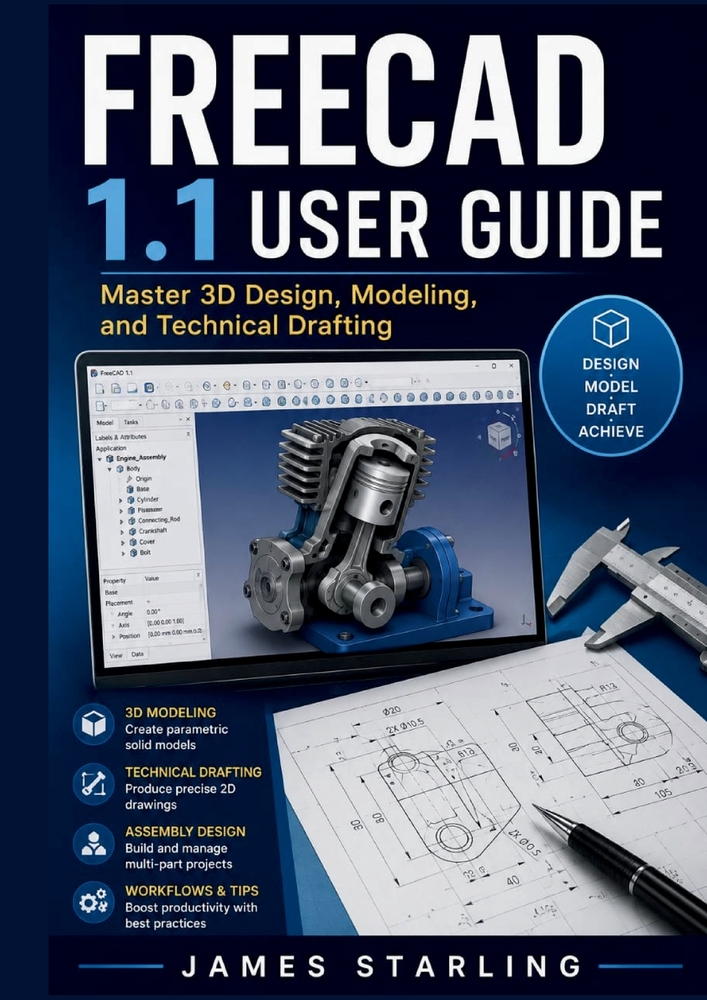 Freecad 1.1 User Guide: Master 3D Design, Modeling, and Technical Drafting cover