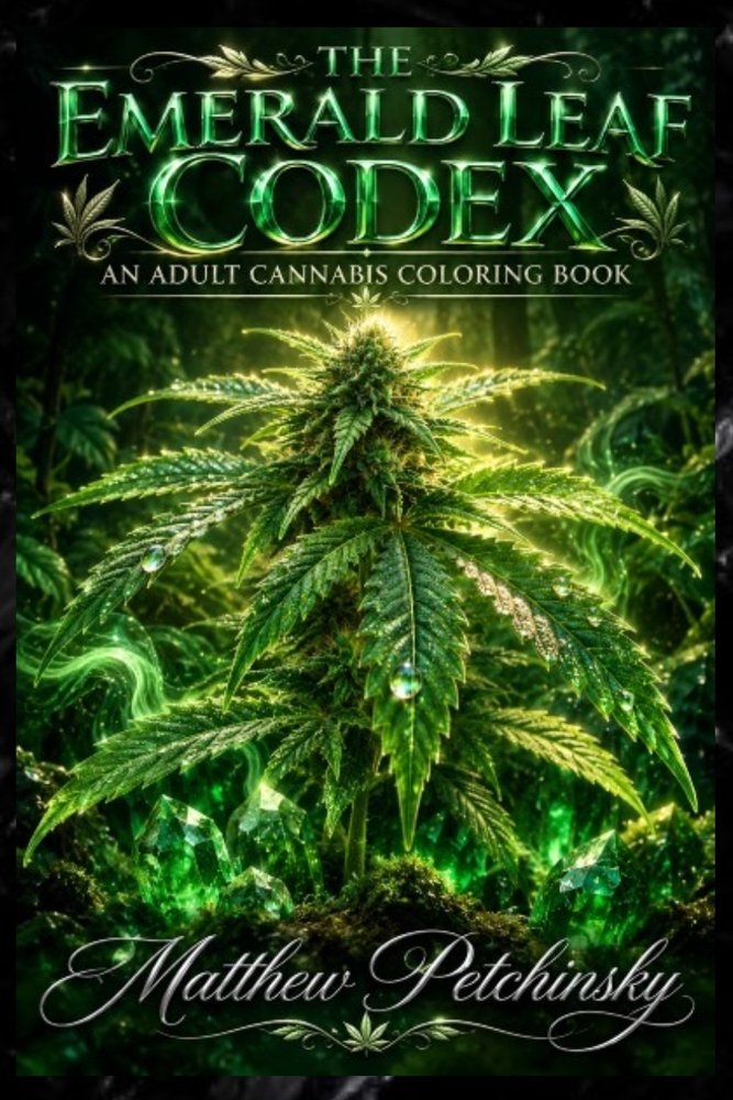 The Emerald Leaf Codex: An Adult Cannabis Coloring Book cover