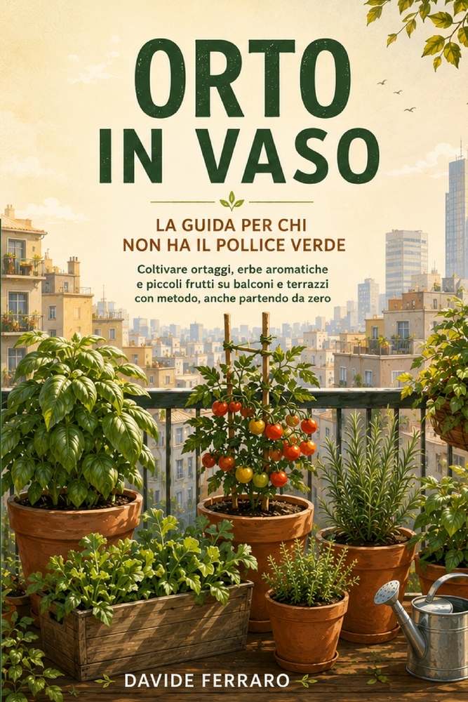 Orto in Vaso: Coltivare ortaggi, erbe aromatiche e piccoli frutti su balconi e terrazzi con metodo, anche partendo da zero cover