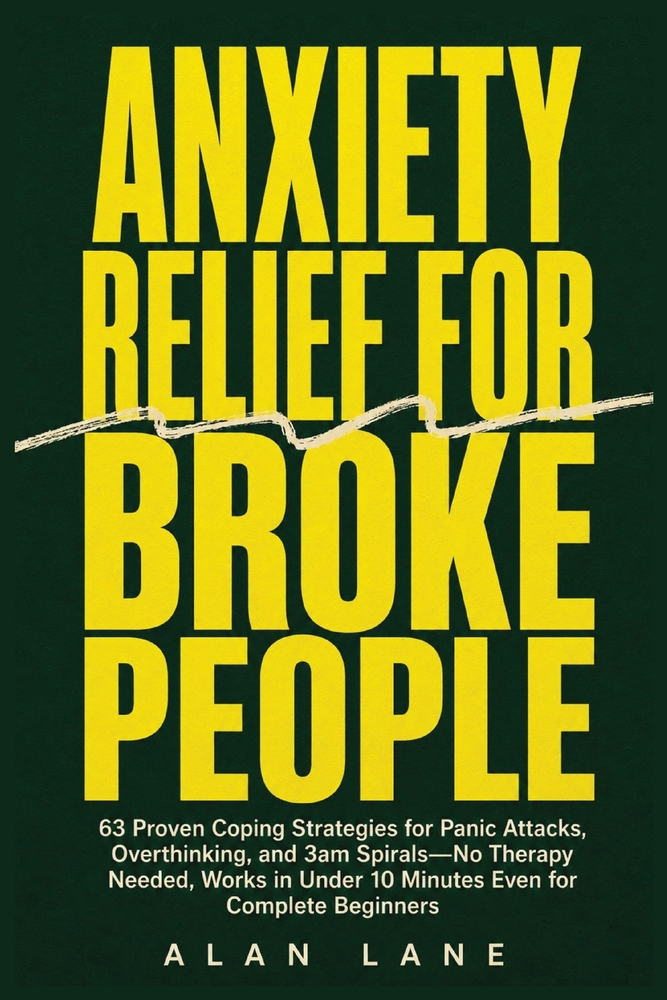 Anxiety Relief for Broke People: 63 Proven Coping Strategies for Panic Attacks, Overthinking, and 3am Spirals-No Therapy Needed, Works in Under 10 Min cover