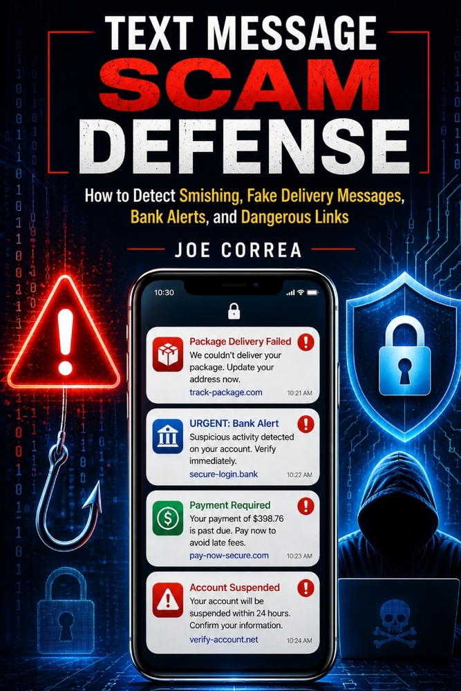 Text Message Scam Defense: How to Detect Smishing, Fake Delivery Messages, Bank Alerts, and Dangerous Links cover