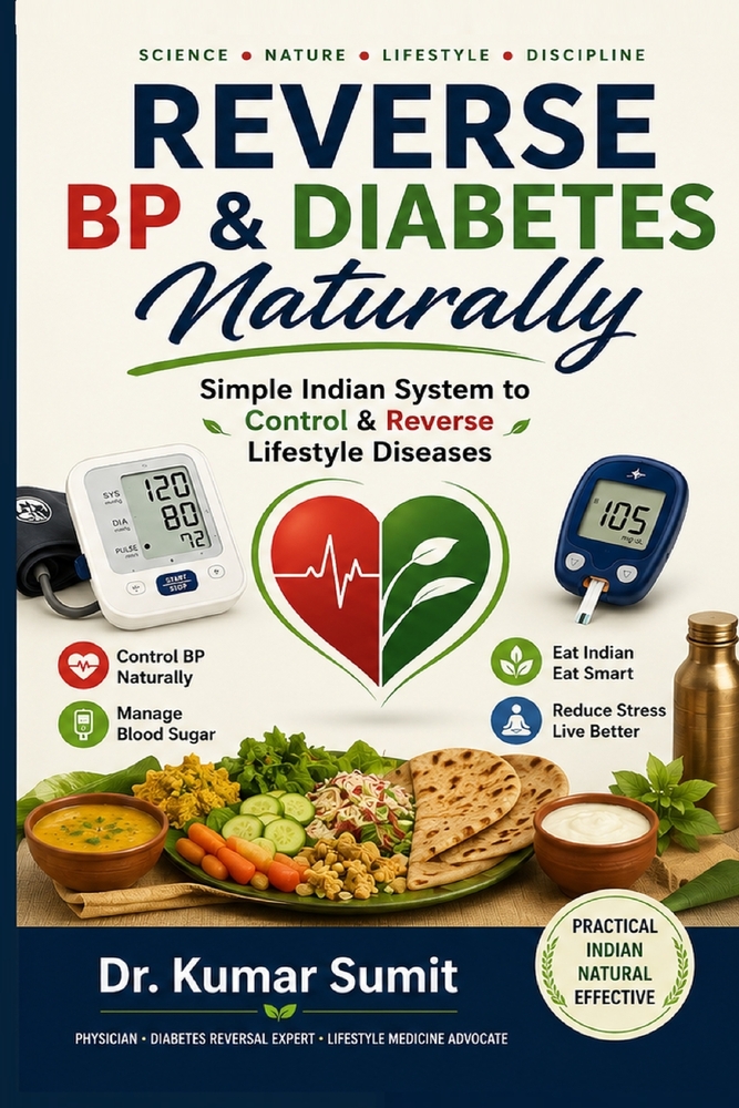 Reverse BP & Diabetes Naturally: "A Doctor's Practical Guide to Control Blood Sugar & Blood Pressure with Simple Diet, Routine & Lifestyle Changes" cover